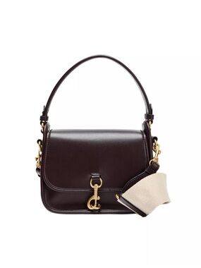Zara Dark Brown Shoulder Bag with Cream Strap Accent